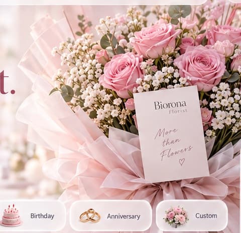 Bouquet bunga bernuansa pink dari Biorona Florist